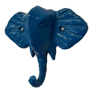 Vintage Cast Iron Elephant Hook, Newly Lacquered in Royal Blue.