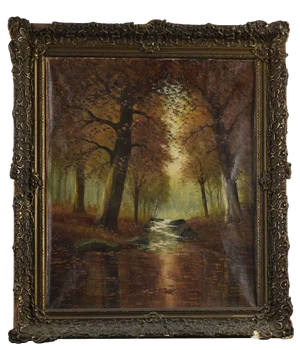 Undergrowth Scene, Oil on Canvas, Late 1800s-Early 1900s, Framed