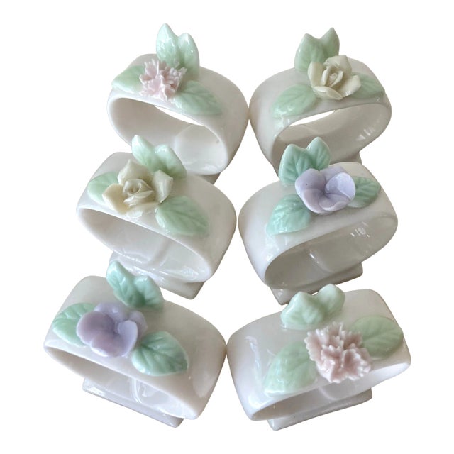 Mid 20th-Century Ardalt Lenwile Porcelain China Napkins Rings- Set of 6 For Sale