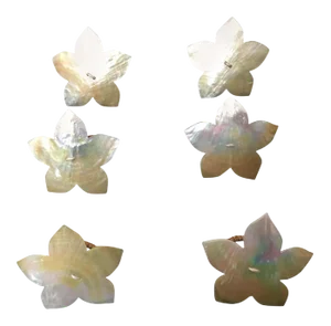 Handcrafted Napkin Rings in Natural Capiz Pearl Shell Flower Star Shape - Set of 6