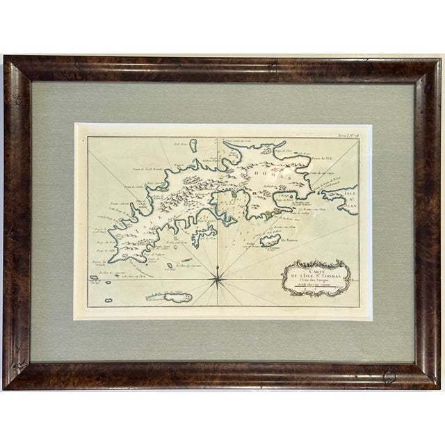St Thomas Virgin Islands, Original Engraving by Jaques Nicolas Bellin, 1764, Framed For Sale - Image 4 of 7