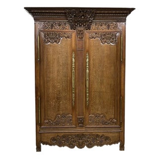 19th Century Norman Wedding Armoire in Light Oak For Sale