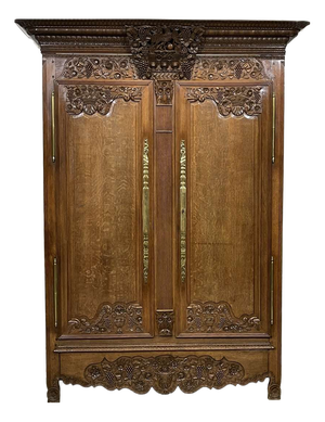 19th Century Norman Wedding Armoire in Light Oak