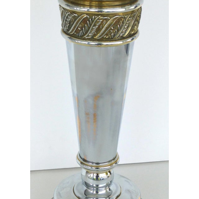 Late 20th Century Stiffel Silvered Copper Torch Form Table Lamps- a Pair For Sale - Image 5 of 11