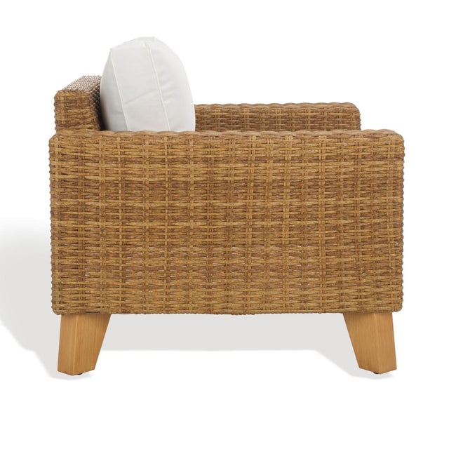 Beige Margarita Wicker Patio Chair, Natural/White For Sale - Image 8 of 10