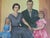 Framed oil on canvas group portrait of a family signed S. Shimazu and dated 1955. The painting depicts the pater in full...