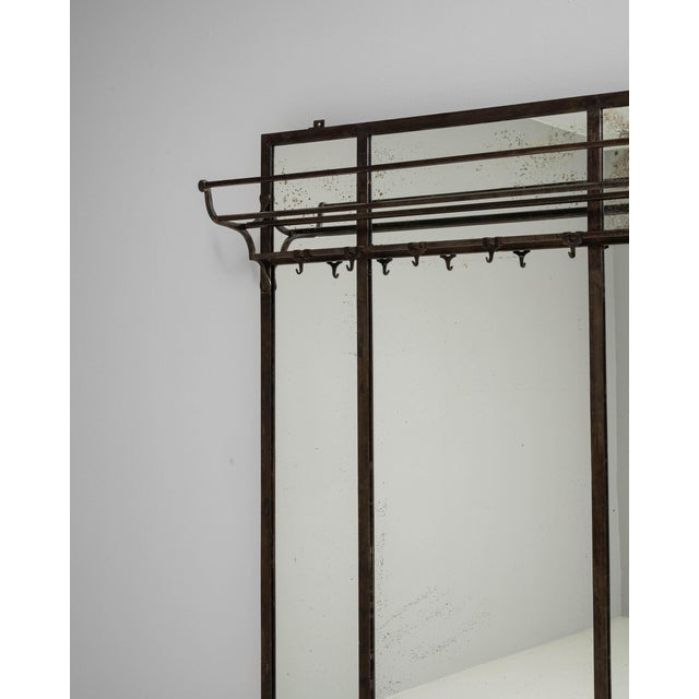 Early 20th Century 1910s French Wrought Iron Mirror With Coat Rack & Stand For Sale - Image 5 of 18