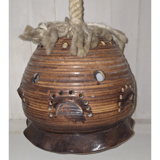 Vintage Rustic Ceiling Lamp in Brown Ceramic, 1970s For Sale - Image 6 of 7