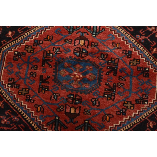 Textile Zanjan Rug 3’7” X 5′ Blue Wool Vintage Tribal Hand-Knotted Oriental Carpet For Sale - Image 7 of 12
