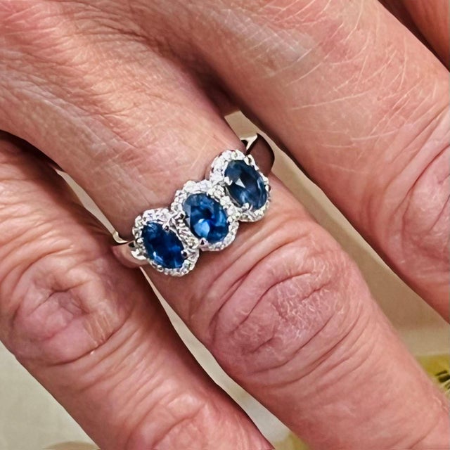 Natural Finely Faceted Quality Natural Sapphire Diamond Ring 7 14k W Gold 1.67 TCW Certified $4,975 218113 This is a...