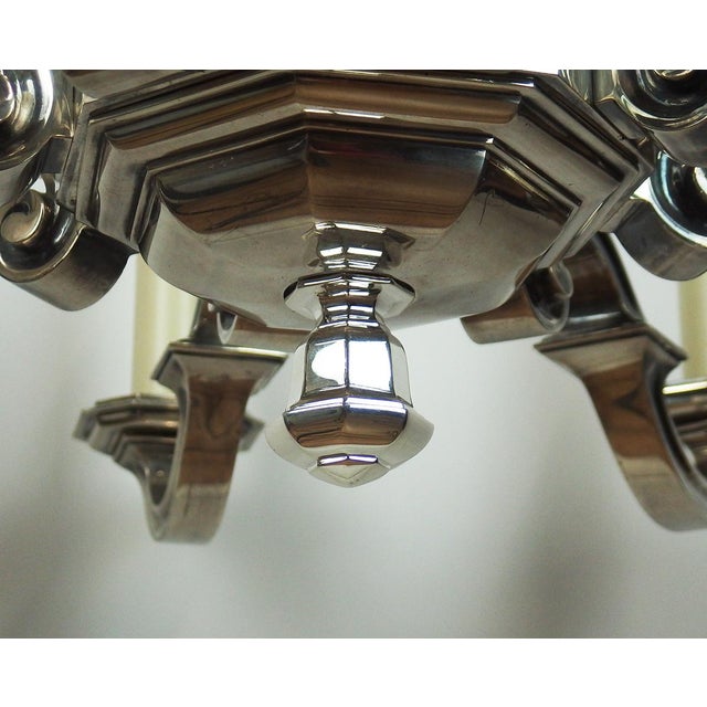 Art Deco Chandelier in Silvered Bronze, 1930s For Sale - Image 11 of 12