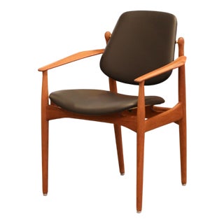 Armchair in Teak and Leather by Arne Vodder for France & Son, 1950s For Sale