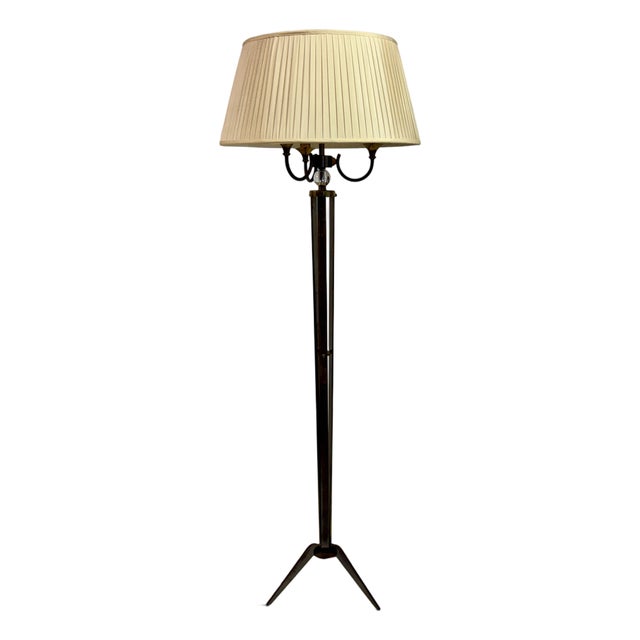 Mid-Century Modern Brass Floor Lamp with Tripod Base from Maison Jansen, 1960s For Sale