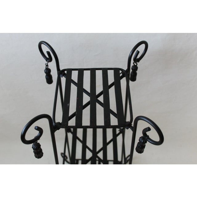 Vintage Painted Metal Three Tier Plant Stand Tassel Detail Mid Century For Sale In Miami - Image 6 of 10