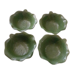 Vintage WCL Salad Bowl Set Green Cabbage Lettuce Leaf Serving Bowls - Set of 4