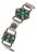 5.25" 30's-40's CG Wallace Era Zuni silver link bracelet with turquoise For Sale