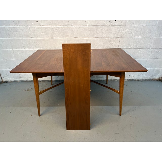 Brown Mid 20th Century Tapered Walnut Expanding Leaf Table For Sale - Image 8 of 13