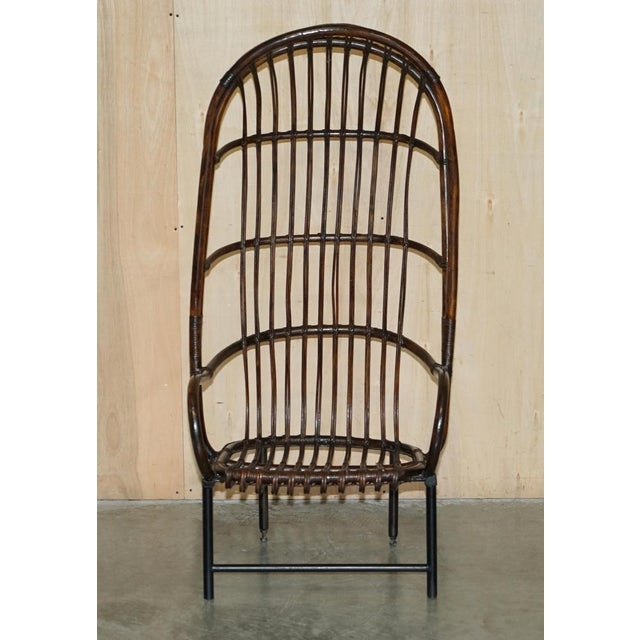 Super rare, highly collectable, fully sized Thonet Bamboo Porters wingback armchair with steel weighted base frame A very...