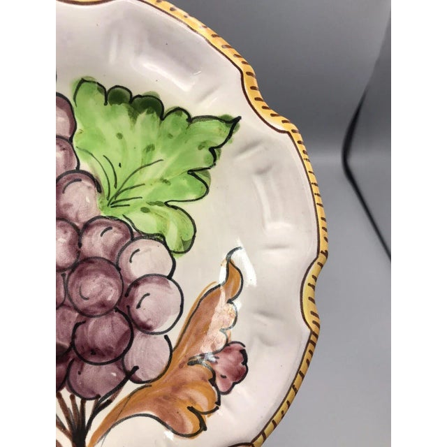 Traditional Italian Majolica Scalloped Edge Plate With Grape Design For Sale - Image 3 of 6
