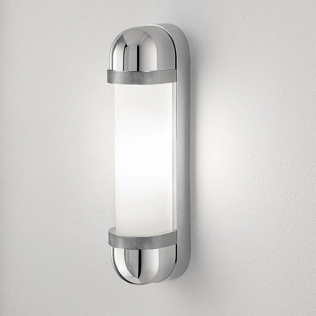 Polished Chrome With Matt Opal Glass Bathroom Wall Light For Sale - Image 4 of 5