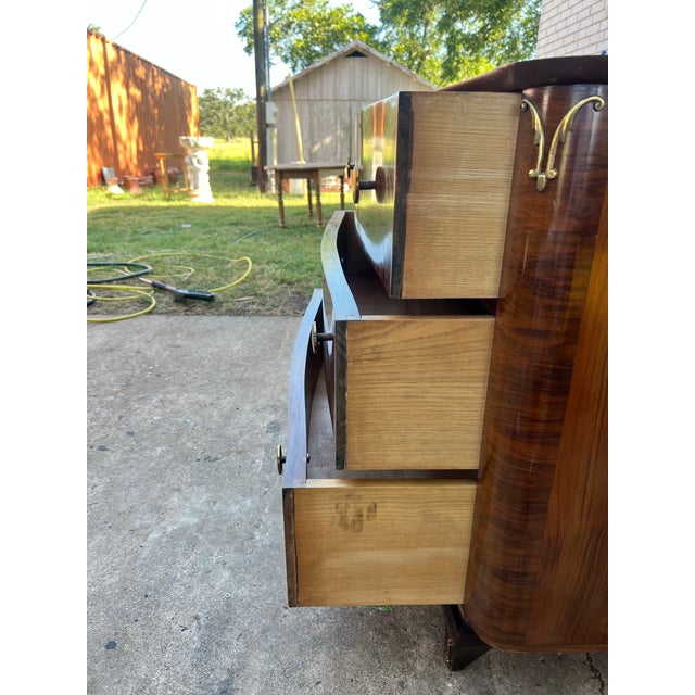 Wood French Art Deco 1930's Solid Walnut Commode / Chest of Drawers For Sale - Image 7 of 12