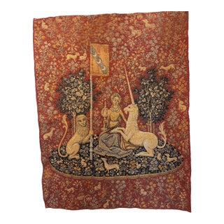 Vintage Flemish Tapestry “The Lady With With the Unicorn” For Sale