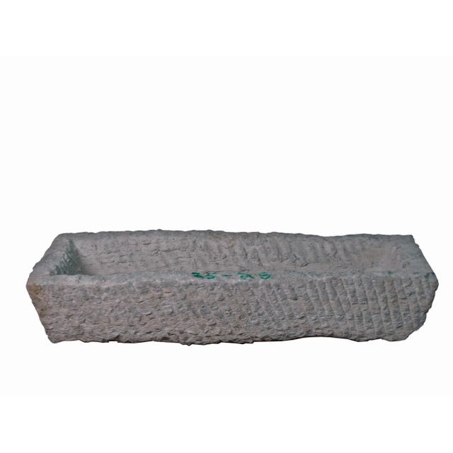 Late 19th Century 32" Inch Long Hand Chiseled Stone Trough 24-25 For Sale - Image 5 of 6