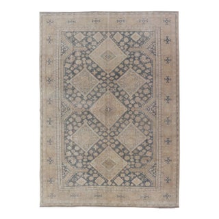 Antique Turkish Sivas Rug With Diamond Medallions and Allover Floral Field For Sale