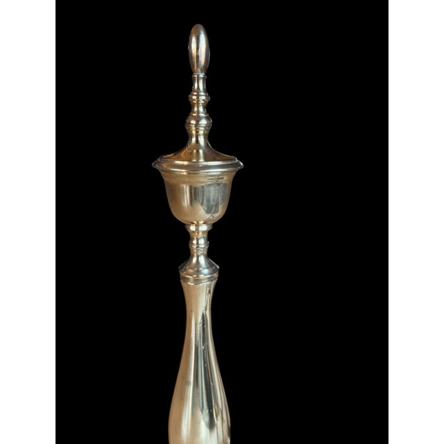 Restored Chippendale Style Vintage Brass Andirons- A Pair For Sale - Image 4 of 9