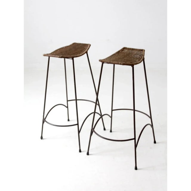 Arthur Umanoff Style Bar Stools Pair For Sale - Image 4 of 11