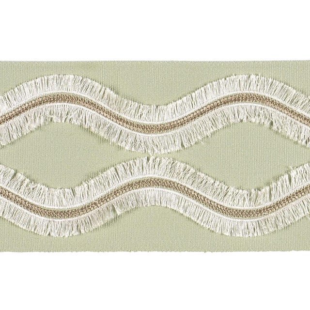 Schumacher Sample - Schumacher Ogee Embroidered Tape Trim In Seaglass For Sale - Image 4 of 4