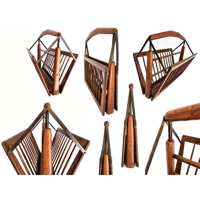 1950s 1950s Italian Walnut Wood Magazine Rack by Cesare Lacca For Sale - Image 5 of 10