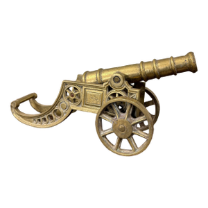 Vintage English Brass Minature Model Cannon & Carriage