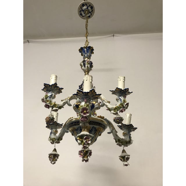 Vintage French Porcelain Flower Chandelier For Sale - Image 16 of 18