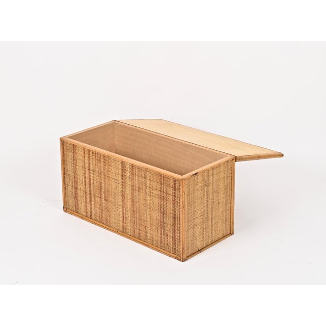 Wood French Riviera Storage Chest in Bamboo and Wicker, Italy, 1970 For Sale - Image 7 of 15