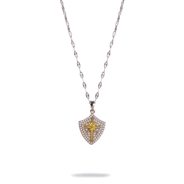 Contemporary Celestial Compass Diamond & Gold Siver Necklace For Sale - Image 3 of 6