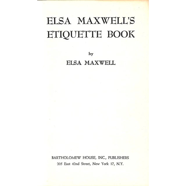 MAXWELL, Elsa [189] pp. Bartholomew House Inc, New York 1951 7 5/8" x 5"