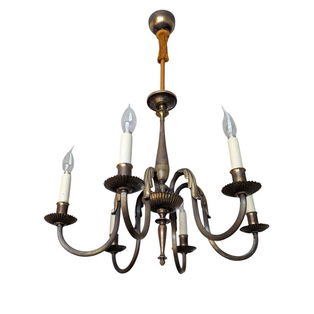Large Vintage Six-Arm Chandelier by Paavo Tynell, 1930s For Sale - Image 14 of 14