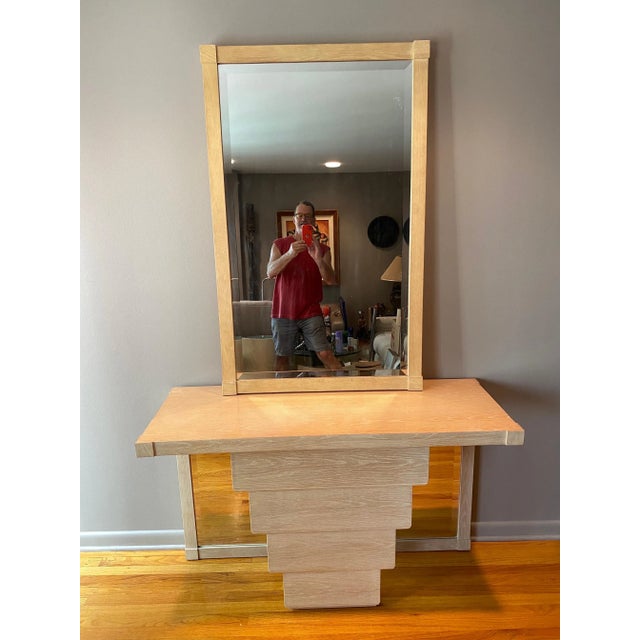 Wood 1980s Jay Spectre "Entrance Maker" Console Table with Mirror - 2 Pieces For Sale - Image 7 of 11