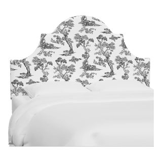 Red from Scalamandre crafted by Cloth & Company Geneva Full Headboard, Light Gray Toile For Sale