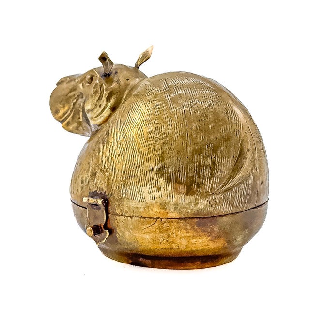 Brass Mid 20th Century Brass Figural Hippopotamus Box by Woco For Sale - Image 8 of 12