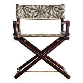 1970s McGuire Director’s X-Chair in Palm Print For Sale