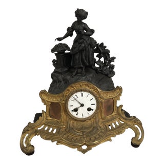 1830s Vintage French Bronze & Copper Clock For Sale