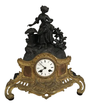 1830s Vintage French Bronze & Copper Clock
