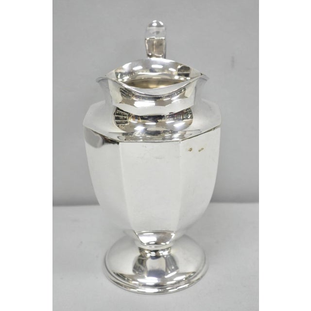 Vintage Art Deco Silver Plated Octagonal Faceted Water Pitcher by Homan Plate For Sale In Philadelphia - Image 6 of 16