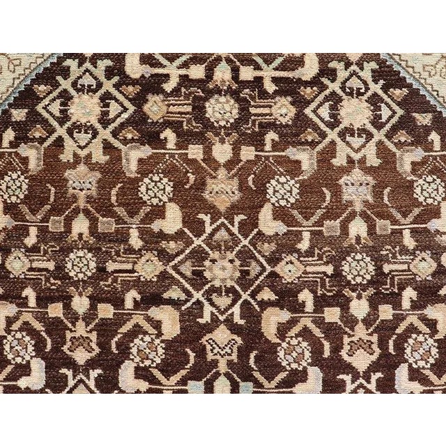 Tribal Vintage Persian Mahal Runner With All-Over Herati Design in Brown For Sale - Image 3 of 11