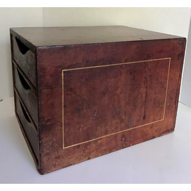 Leathercraft Antique c.p. Leathercraft 3 Drawer File Organizer For Sale - Image 4 of 11