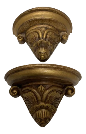 Antique Hand Carved French Wood Brackets - a Pair