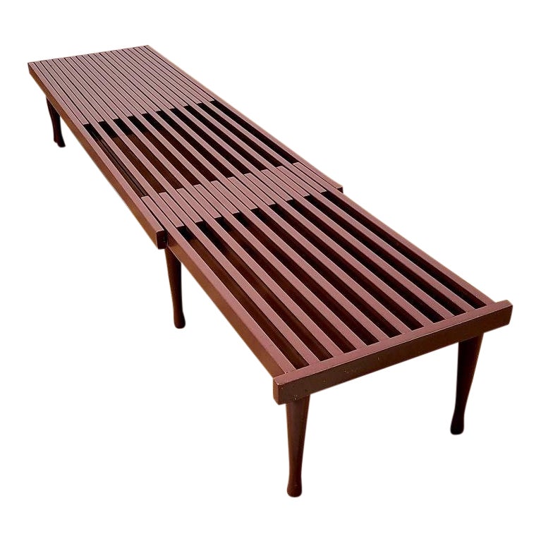 Mid Century Brown Saltman Slat Expandable Bench Table Chairish