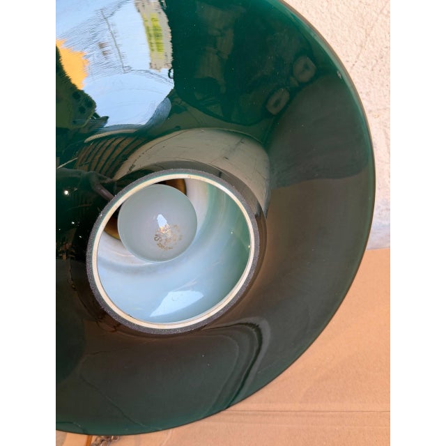 Green Mid 20th Century Mid-Century Modern Green Glass and Brass Pendant Ceiling Light For Sale - Image 8 of 10